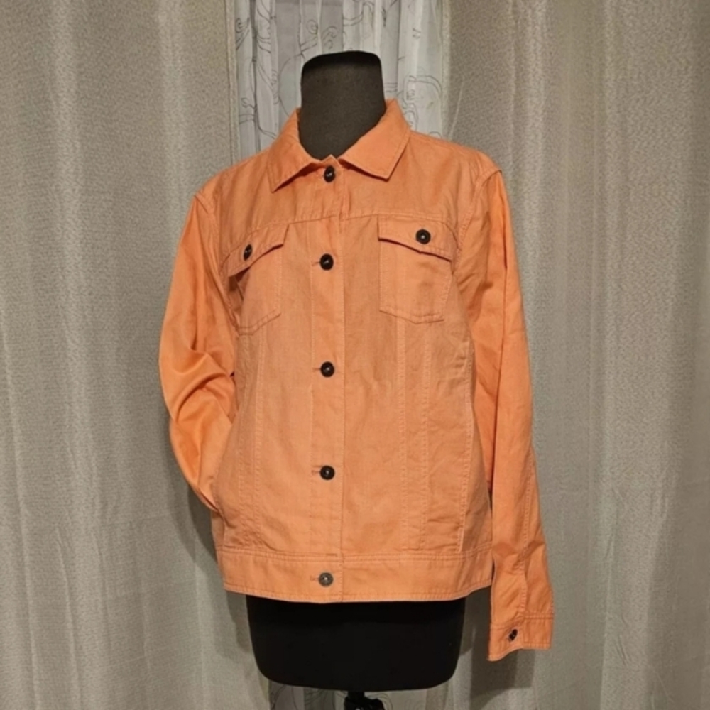LL Bean Y2K Linen Cotton Blend Casual Quiet Luxury Timeless Rare Coral Shacket L